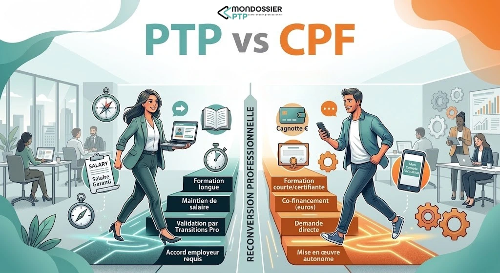 PTP vs CPF pour financer une reconversion professionnelle